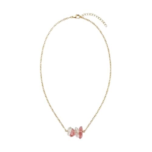 Natural Rose Crystal Stones Necklace Gold Tone Chain Necklace For Women - Mg_cg10052