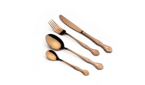 ARSHIA 3351 86-Piece Stainless Steel Cutlery Set with Premium Carry Case, Elegant Copper Finish, Mirror Polish, Rust-Resistant Construction for Dining and Special Occasions - Copper Flatware