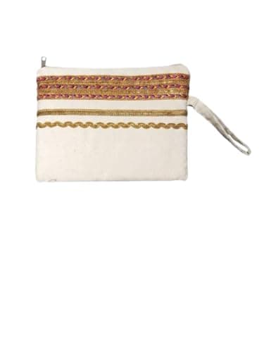 Women Beach Bag Summer Bag Bohemian Clutch Bag Assorted Style with Wrist | Various Designs, Beach, Colorful Gold Accents, Metal Zipper, Women Bag Handbag