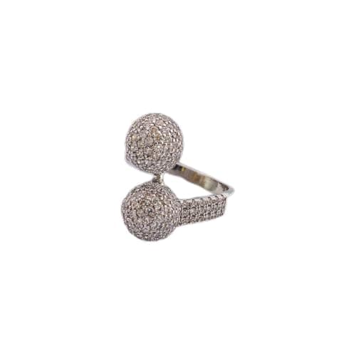 3 Diamonds 292474661779143 Platinum Plated Ring for Women with Zircon Stone - Silver