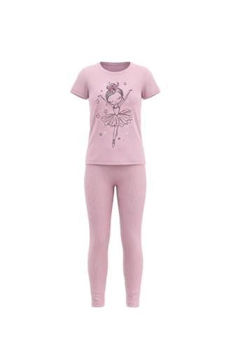 JIL Girls SS T-SHIRT WITH RIB LEGGING PJ Pajama Set