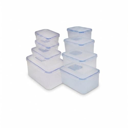 Plastic Food Storage Container Set with Clear Lock Lids, Rectangular 8-Piece Combo Airtight Containers with Silicone Seal, Leakproof and Odour-Proof Design for Meal Prep, Pantry and Fridge Storage Home organizers and storage