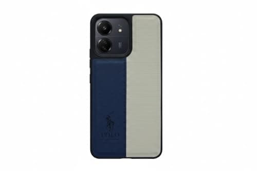 Soft Leather Back Case for Men Women Compatible with Poco C65 Classic Fashion Luxury Leather Back Case Durable Genuine Leather Lightweight Comfortable Soft Leather (Blue) Cellular phone case