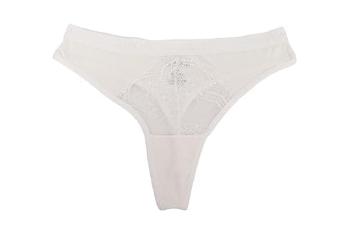 CARINA Womens Cotton Lace Detail Thong Thong Panties Underpants