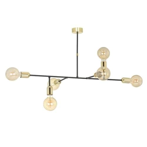 معلقة 6 لمبة بدون لمبات 40x70x41 سم اسود و ذهبى Light fixture