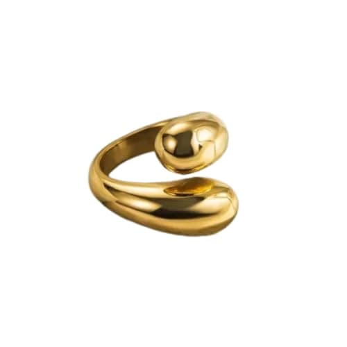 Gold Plated 316 Stainless Steel Ring Size 7 Elegant Modern Jewelry Design