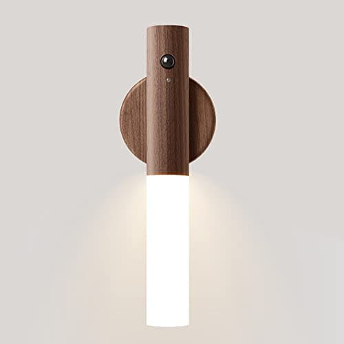 USB Şarj Hareket Sensörü Gece Lambası, İndüksiyon Duvar Lambası, Akıllı Elde Taşınabilir Gece Lambası Yatak Odası, Koridor, Merdivenler, Çocuk Odası. Noel Hediyeleri (Siyah Ceviz) Light fixture