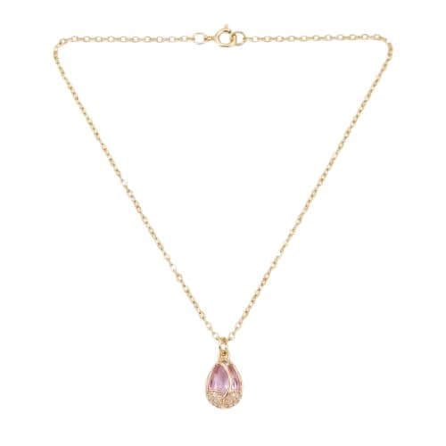 Rose Water Drop Pendant Necklace Gold Plated With Thin Chain And Stylish Design-Mg_cg10034