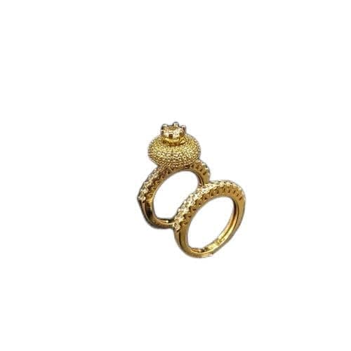 3 Diamonds 292474661779098 Elegant Women's Twin Rings - High-Quality Gold-Plated with Zircon Stone