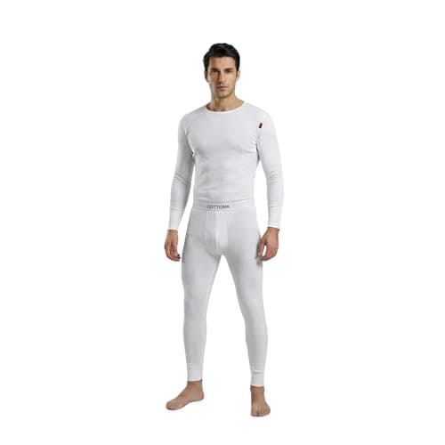 Cottonil Men's Cotton Stretch Thermal Underwear Set, Long Sleeve Top and Bottom, Full Body Winter Base Layer Base layer apparel set