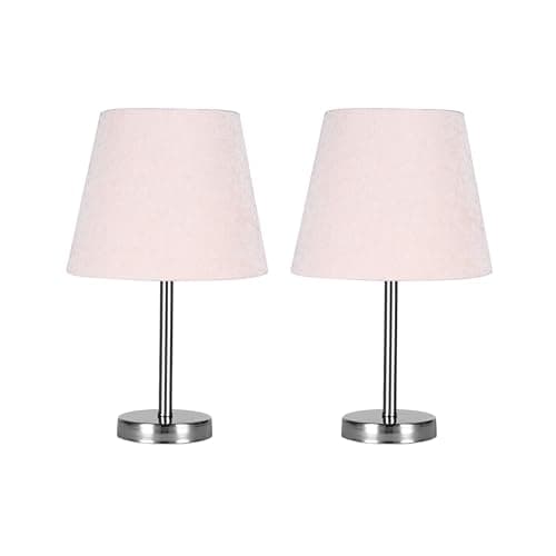 El Rawda Lighting - Set of 2 Modern Beige Fabric Desk Lamps