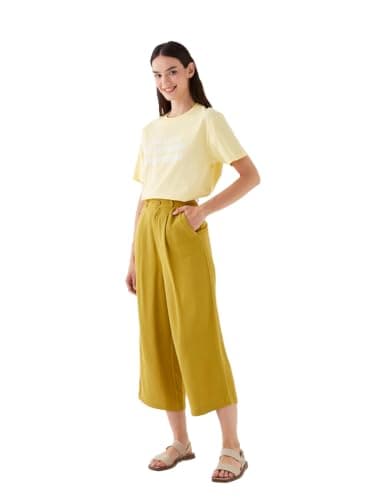 LC WAIKIKI Woman Relaxed Fit Plain Linen Blend Women's Capri Pants