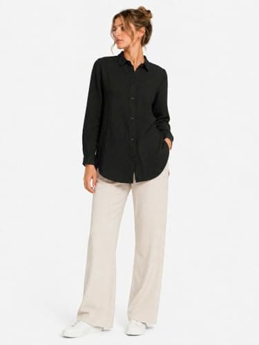 CAESAR Womens Women's linen blouse with a collar and buttons down the front Women's linen blouse with a collar and buttons down the front