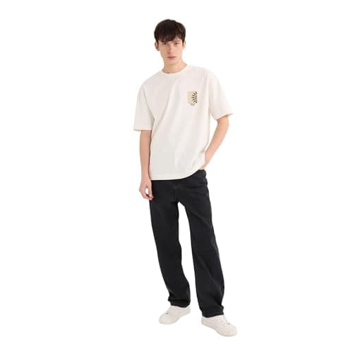 DeFacto Mens Young Oversize Fit Crew Neck Short Sleeve Knitted T-Shirt T-Shirt (pack of 1)