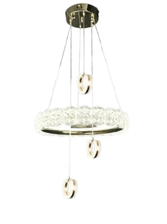 Round Ceiling Chandelier with 3 Glass Rings - Modern Lighting Unit for Living Room, Dining Room, Entryway