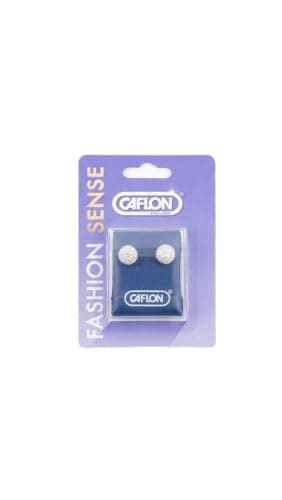 Caflon Fashion Plated Ball Stud Earrings, Sterilised Ear Piercing Earrings for Sensitive Ears, Round Design crystals