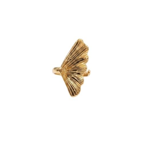 Gold Color Fan Shape Ring Fashion Accessory For Women Luxury Fashion Design -Mg_st04