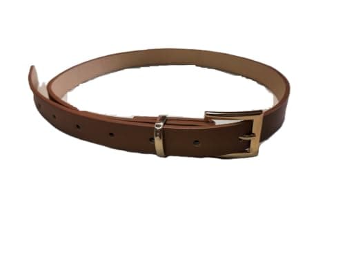 Brown Faux Leather Belt with Gold Buckle | Brown Faux Leather Belt with Gold Buckle Apparel belt