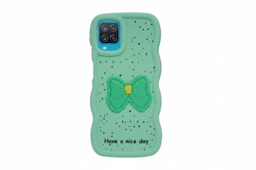 Compatible Case with Samsung A12, [Drop Protection] 3D Bow Pattern Soft TPU Shockproof Phone Case Full Body Protection (Mint Green) Cellular phone case