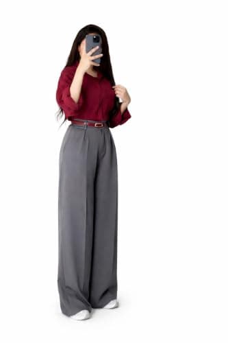 Women's Wide Pants Grey High Waist Elegant Fit | Flare cut, solid color