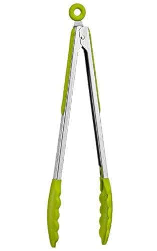 Silicone Kitchen Cooking Serving Salad BBQ Tongs Stainless Steel Handle Tool Green Tong utensil
