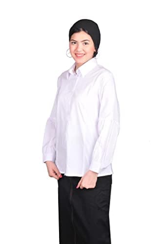 SHIMMYZ Women's White Cotton Long Sleeve Shirt – Fashion Casual Shirt Apparel