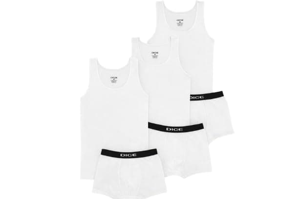 Dice Men Plain Underwear Set (tank top + Boxer) Pack of 3 2 Piece Set (pack of 1) Bra underwear set