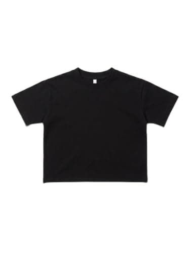Kids Black Boxy Basic T-Shirt - (5-6 years)-XL | Short Sleeve, Crew Neck