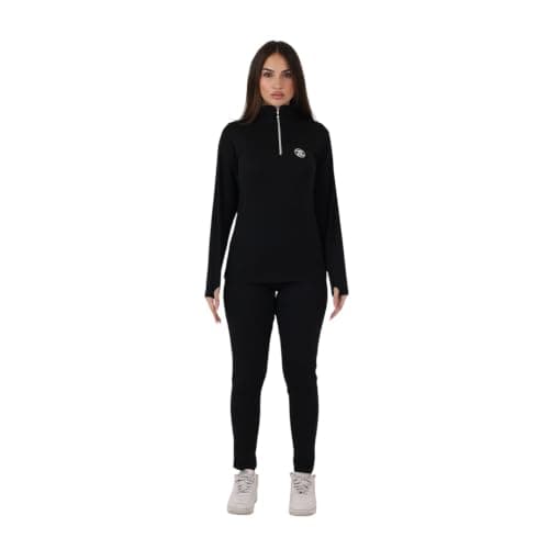 ZECOTEX Women's Embroidered Cotton Athletic Tracksuit Set | 2-Piece Sportswear Outfit | Long Sleeve Quarter Zip Top and Stretch Pants | Size M-2XL