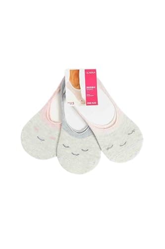 Carina Cotton Elastic-Trim No-Show Socks for Women - Set of 3