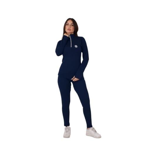 ZECOTEX Women's Embroidered Cotton Athletic Tracksuit Set | 2-Piece Sportswear Outfit | Long Sleeve Quarter Zip Top and Stretch Pants | Size M-2XL Track suit