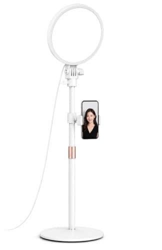 DY-10H Round LED Light Bulb with Adjustable Stand and Phone Holder, Suitable for Photography and Live Streaming