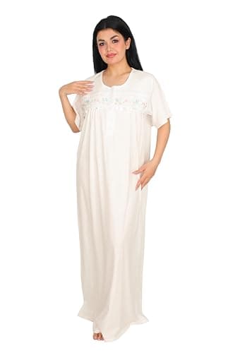 Women Nightgown Elegant Long Nightgown, Nighty Women Loose Short Sleeve Nightgown Long Nightgown for Home Use Nightgown nightshirt