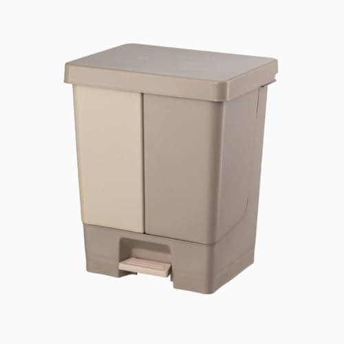 Planet Duo Pedal Waste Bin, Double Bucket & Handle in One Compact Design,Foot Pedal Motion, Made of Hard Plastic Material, Beige (20 Liters)