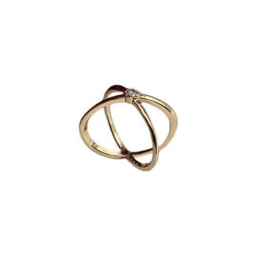 3 Diamonds 292474661779437 Women's X Shape Ring - Gold Plated with Sparkling Zircon