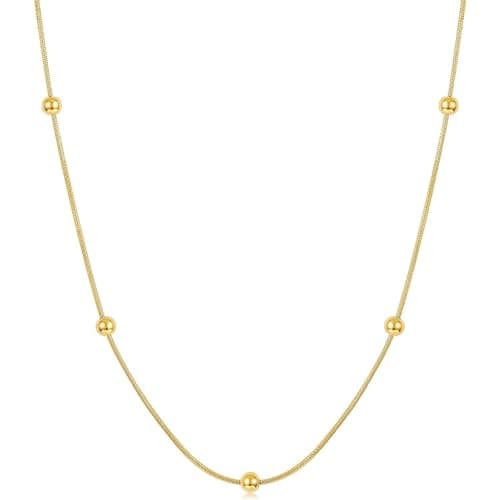 Julia Store Gold Dainty Choker Necklace, 14K Gold Plated Stainless Steel Beaded Choker, Adjustable Chain Necklaces, chic Bohemian Pendant Necklace Jewelry for Women
