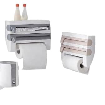 Multi-Use Kitchen Organizer for Foil, Stretch and Tissue Holder with Extra Top Shelf – Practical Design for Space Saving and Easy Organization of Kitchen Gadgets AR