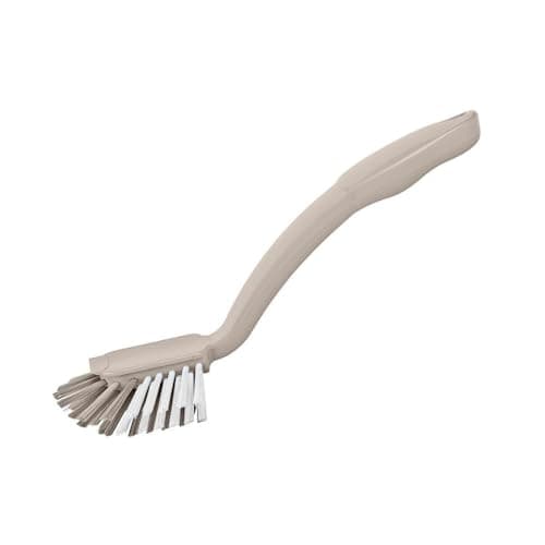 CURVE LUX Sink Brush with Angled Ergonomic Handle & Strong Dual-Color Bristles, Heavy-Duty Kitchen Cleaning Brush for Sinks, Dishes & Tiles, 5.9 x 7 x 25.5 cm. (Beige)