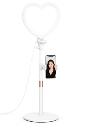 DY-10L Heart LED Light Bulb with Adjustable Stand and Phone Holder, Suitable for Photography and Live Streaming