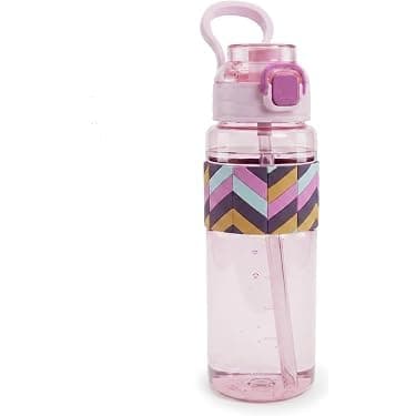 Digital Water Bottle Striped Straw and Clip Lid - Practical Shockproof Acrylic Drinking Bottle for Gym, Club, School and Daily Use (H)