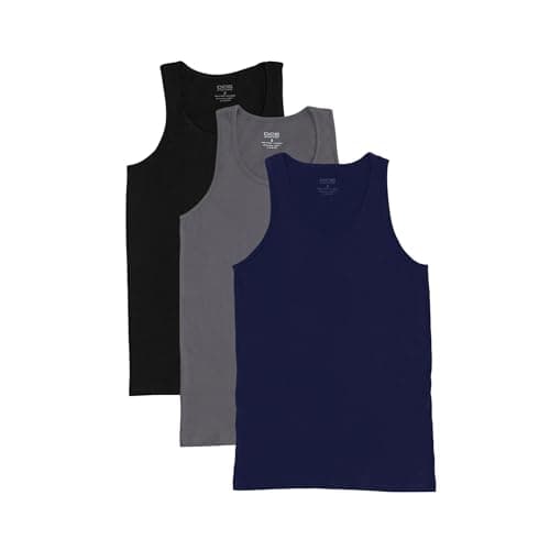 DICE Pack of 3 Men's 100% Cotton Sleeveless Tank Top Undershirts Shirt