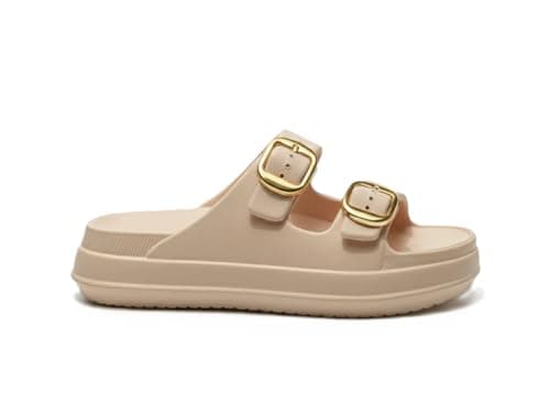 Jamila Project Z Women's Slipper | Luxury Double Buckle Gold Plated Design | Ultra Soft Medical Grade EVA | Sizes 37-41 | Available in Colors (Trendy) | Perfect for Occasions, Home, Beach