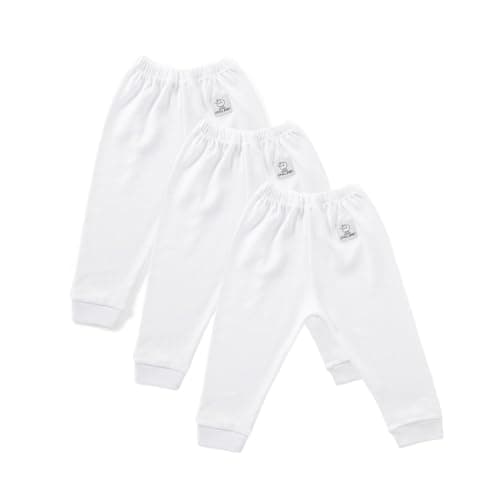 Small Baby Pack of 3 Plain Color 100% Cotton Pants for Baby