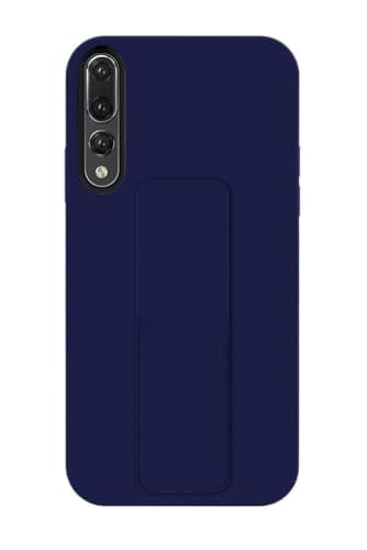 Back Cover Stand Case FOR HUAWEI P20 PRO Magnetic Car Holder Soft Silicone Horizontal & Vertical Kickstand Cover Wrist Strap Full protection Anti Fingerprint Case (Blue)