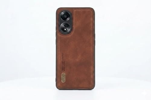 Leather Case For Luxury Faux Leather Protective Case For Stylish Compatible With (Oppo A58) Design Protection Anti Fingerprint Protection Case Made Of Classic Vintage Faux Leather (Brown) Cellular phone case