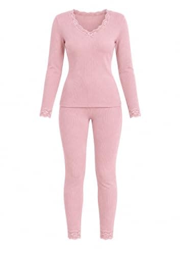 طقم قطن ليكرا تقيل حريمي – ملابس شتوية مريحة بخامة مرنة للمنزل والراحة AB Base layer apparel set
