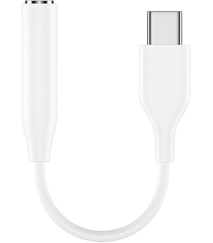 USB C to 3.5mm Headphone Jack Adapter, Aux to USB C Dongle Cable Compatible with iPhone 17/16/15, iPad Pro, Samsung Galaxy S25 S24 S23 Ultra A55 A56/Google/Pixel - White (White) Electronic adapter