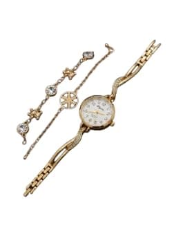 Women's Watch Set with Gold Bracelet – Solid Color | Accessory Set for Daily Use and Occasions