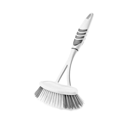 Titiz Sink and Bathtub Cleaning Brush with Long Ergonomic Handle - Dense Soft Bristles, Non-Slip Grip Used for Bathroom Sinks, Tubs & Kitchen Tiles, 14.5 × 5.5 × 27.7 cm (Grey)