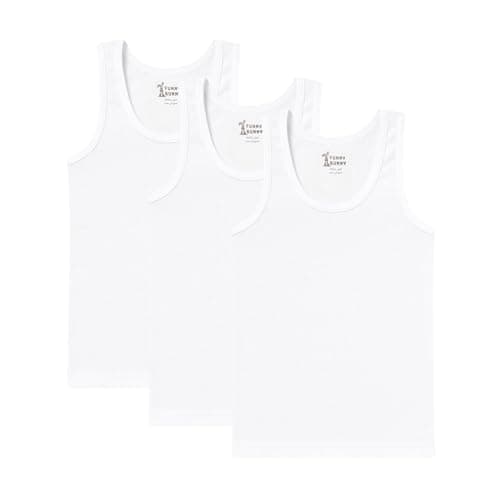 Funny Bunny Pack of 3 White 100% Cotton Tank Top Undershirts for Boys Shirt